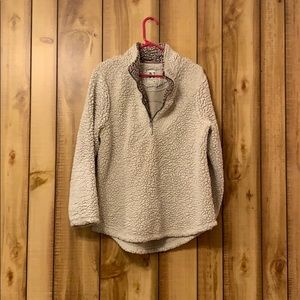 Creme Sherpa Pullover 3/4 zip